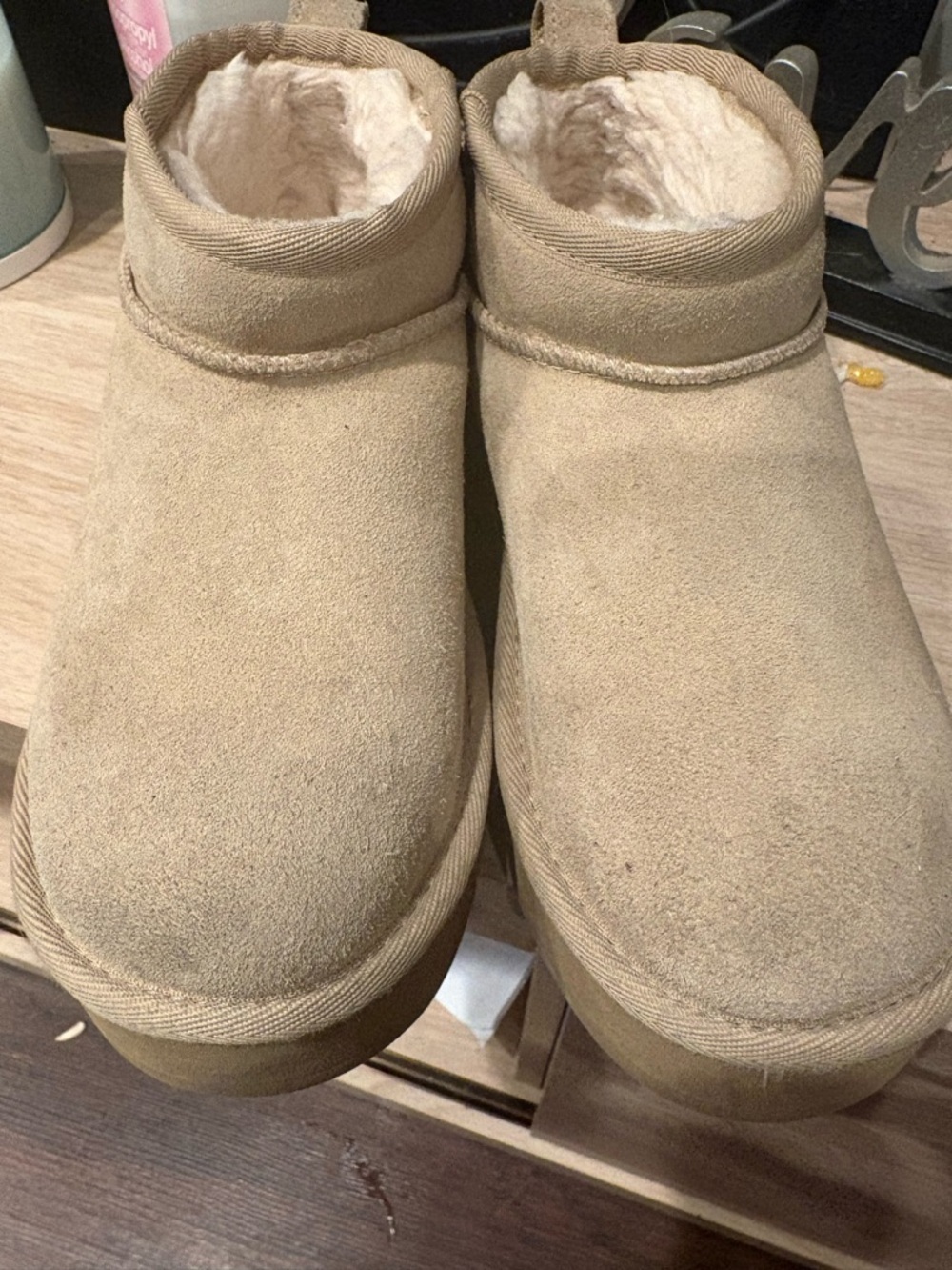 UGG Kids Tan Sheepskin Lined Slip-On Boots